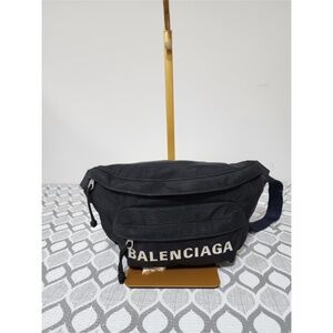 Authentic Balenciaga Wheel Logo Belt/Waist Bag Black